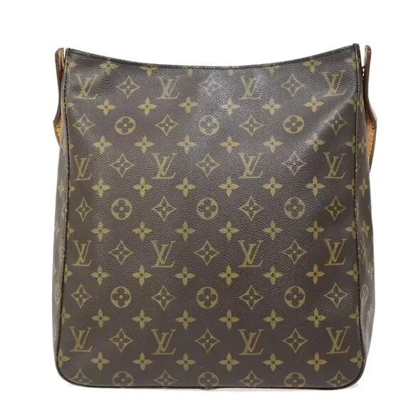 LOUIS VUITTON Logo Looping GM Shoulder Bag Monogram Leather Brown M51145 34FA791